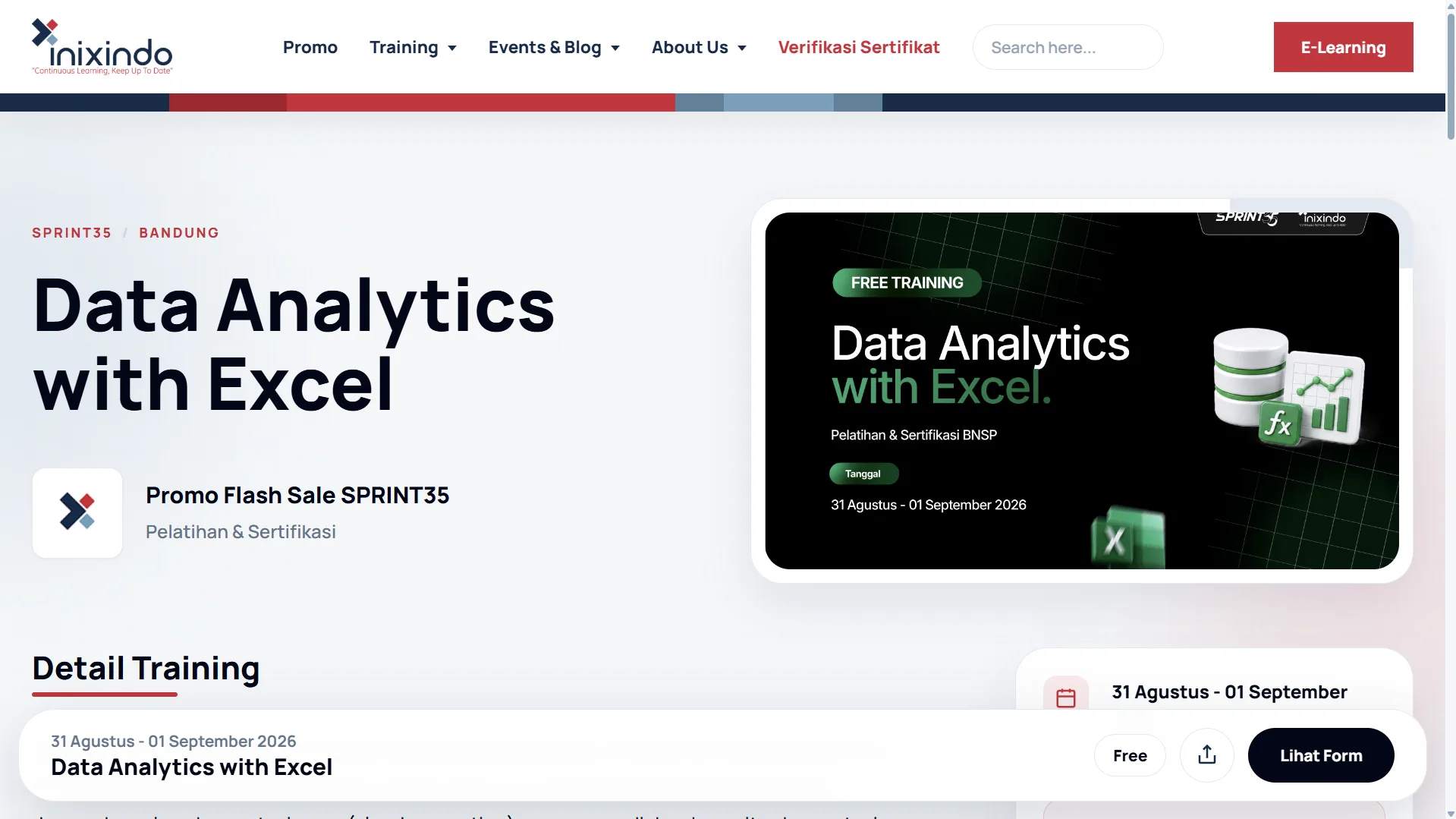 Landing Page dan Sistem Pendaftaran Campaign SPRINT35 Inixindo Pelatihan dan Sertifikasi Gratis (1)