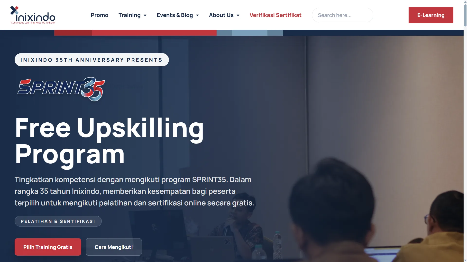 Landing Page dan Sistem Pendaftaran Campaign SPRINT35 Inixindo Pelatihan dan Sertifikasi Gratis (1)