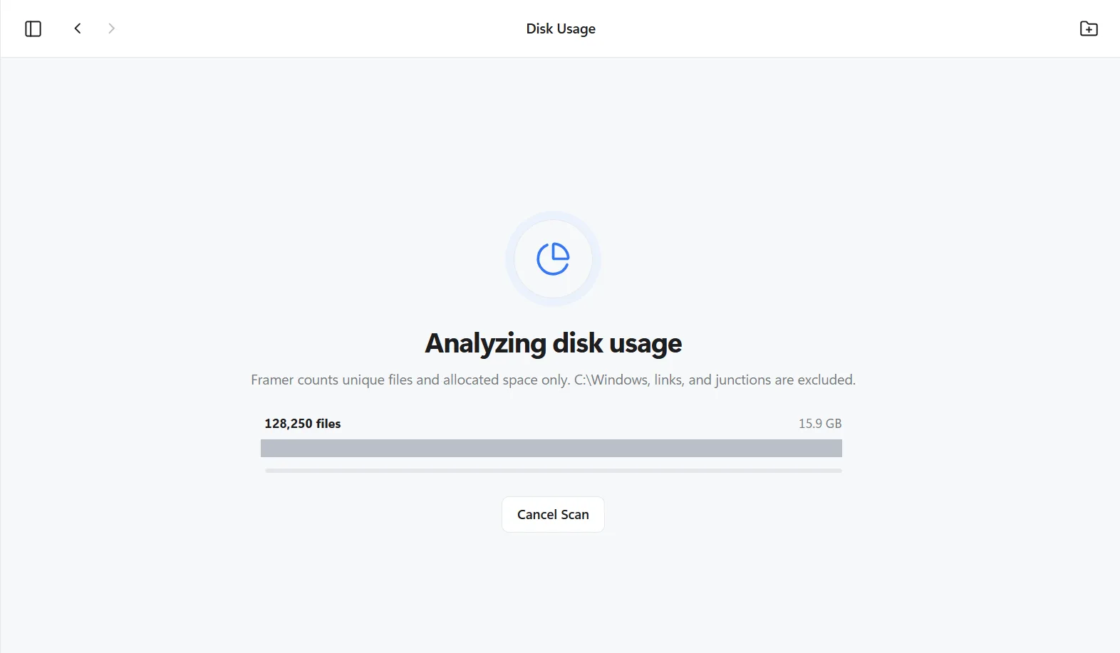 framer analisa disk proses scan